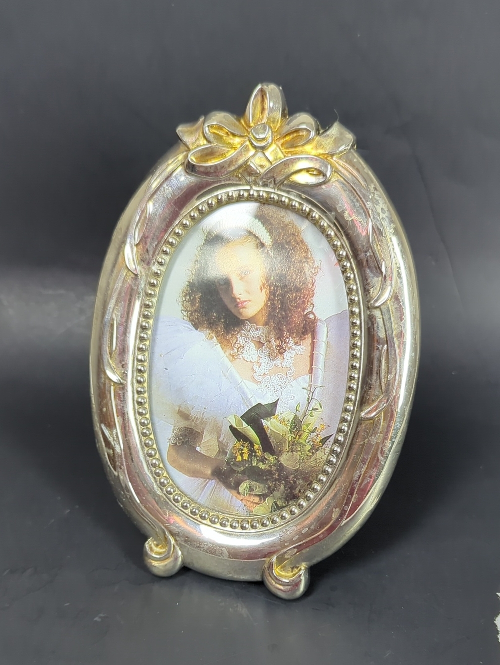 silver Plated Vintage Photo Frame Ornate 80s